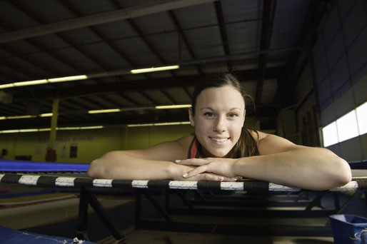 Top-flight gymnast at home in the gym